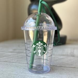 2016 Starbucks Cold Cup Ornament (dome with green straw)